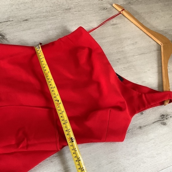 LIKELY size 4 red ruffle prom dress one shoulder  holiday Christmas maxi stretch - Picture 12 of 16